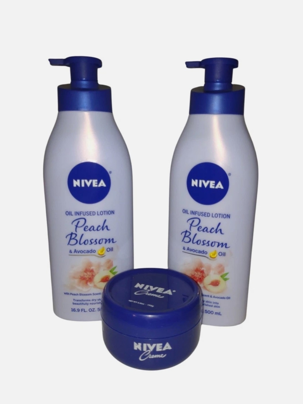NIVEA Peach Blossom Oil-Infused Lotion and Creme Set - NEW